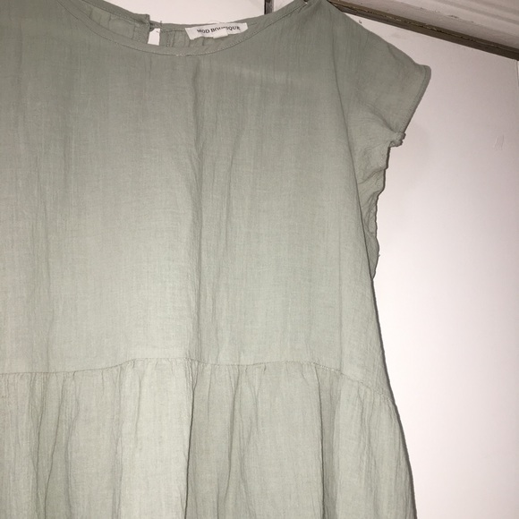 Sage Green Tiered Flutter Sleeve Top - Picture 2 of 3